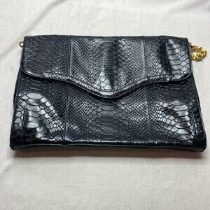 Rebecca Minkoff Black Animal Print Should Bag with Gold Hardware